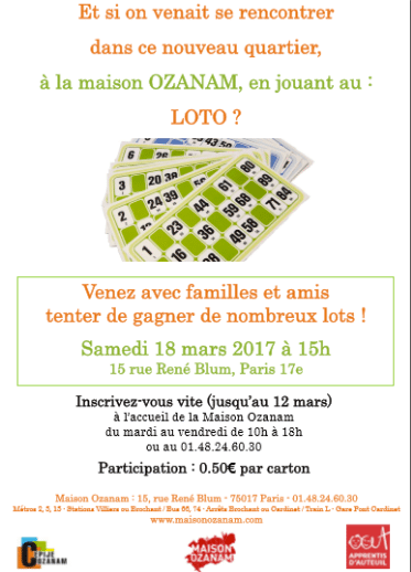 Publicité pour loto mars 2017