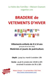 Braderie de vêtements d'enfants @ Maison Ozanam