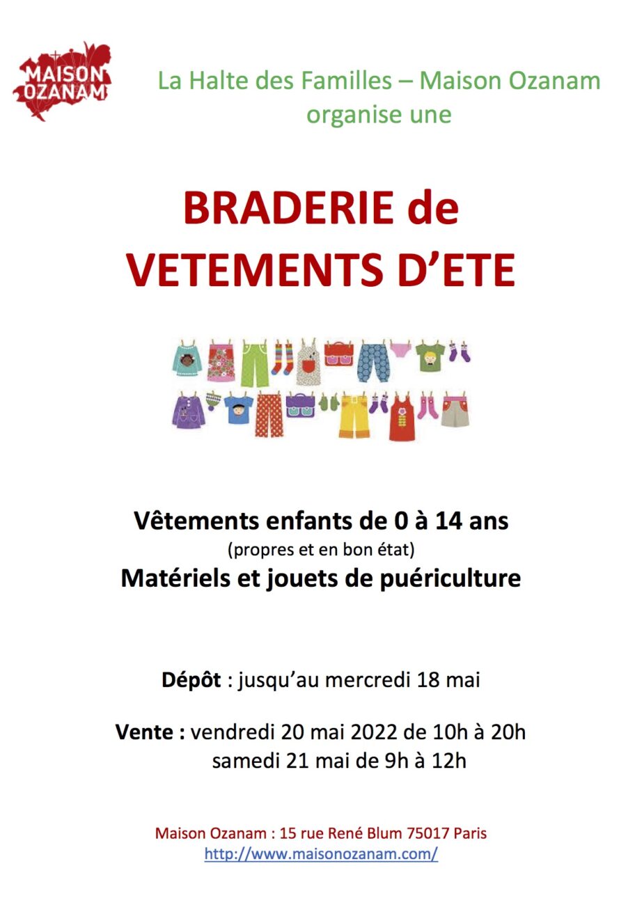 Annonce de la braderie de vêtements